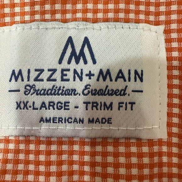 Mizzen and Main Men's Orange Checkered Shirt Size XXL - Picture 3 of 4